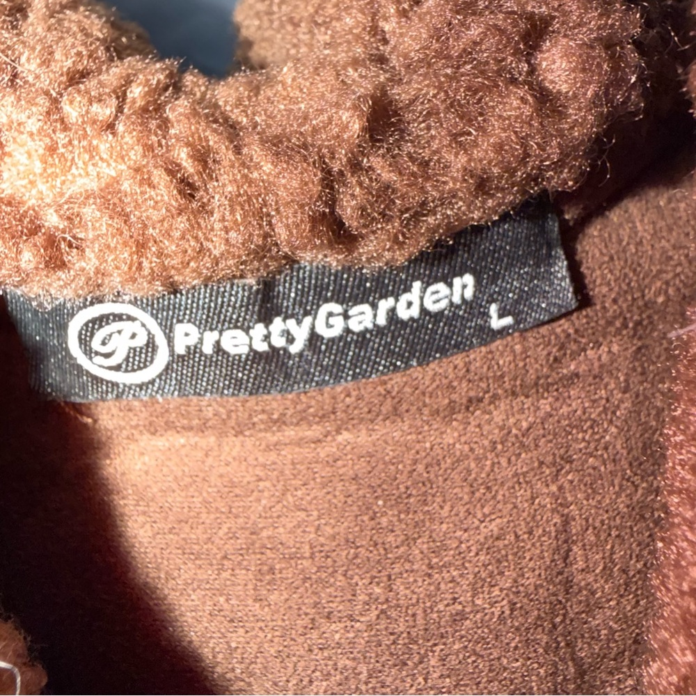 PrettyGarden Brown Teddy Sherpa Coat Jacket Large Soft Cozy Pockets - Picture 2 of 10